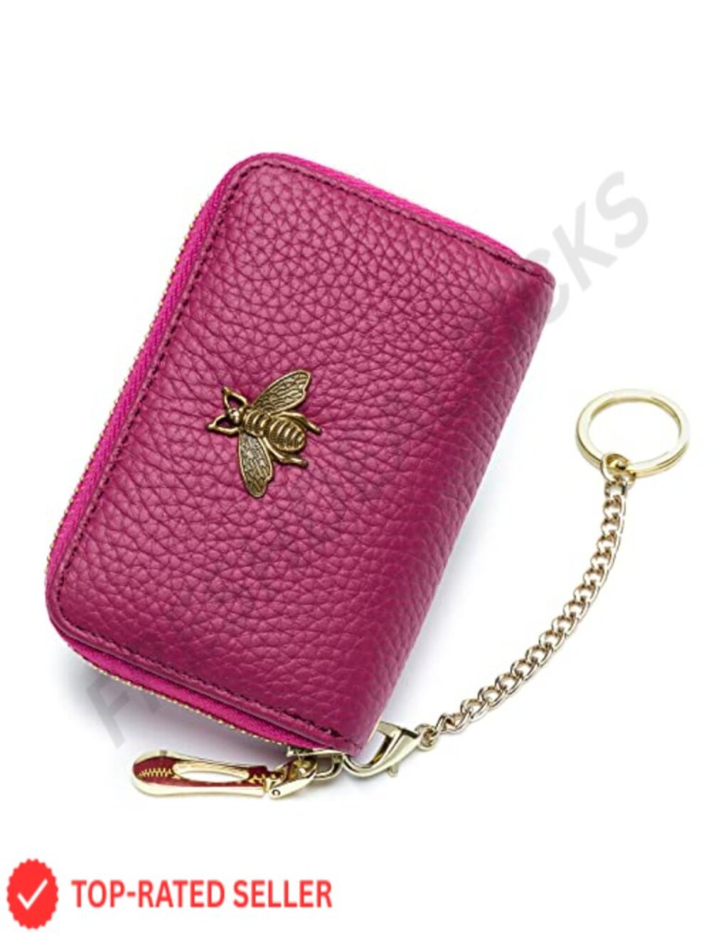 RFID Blocking Genuine Leather Card Holder 12 Card Slots Zipper Coin Pocket